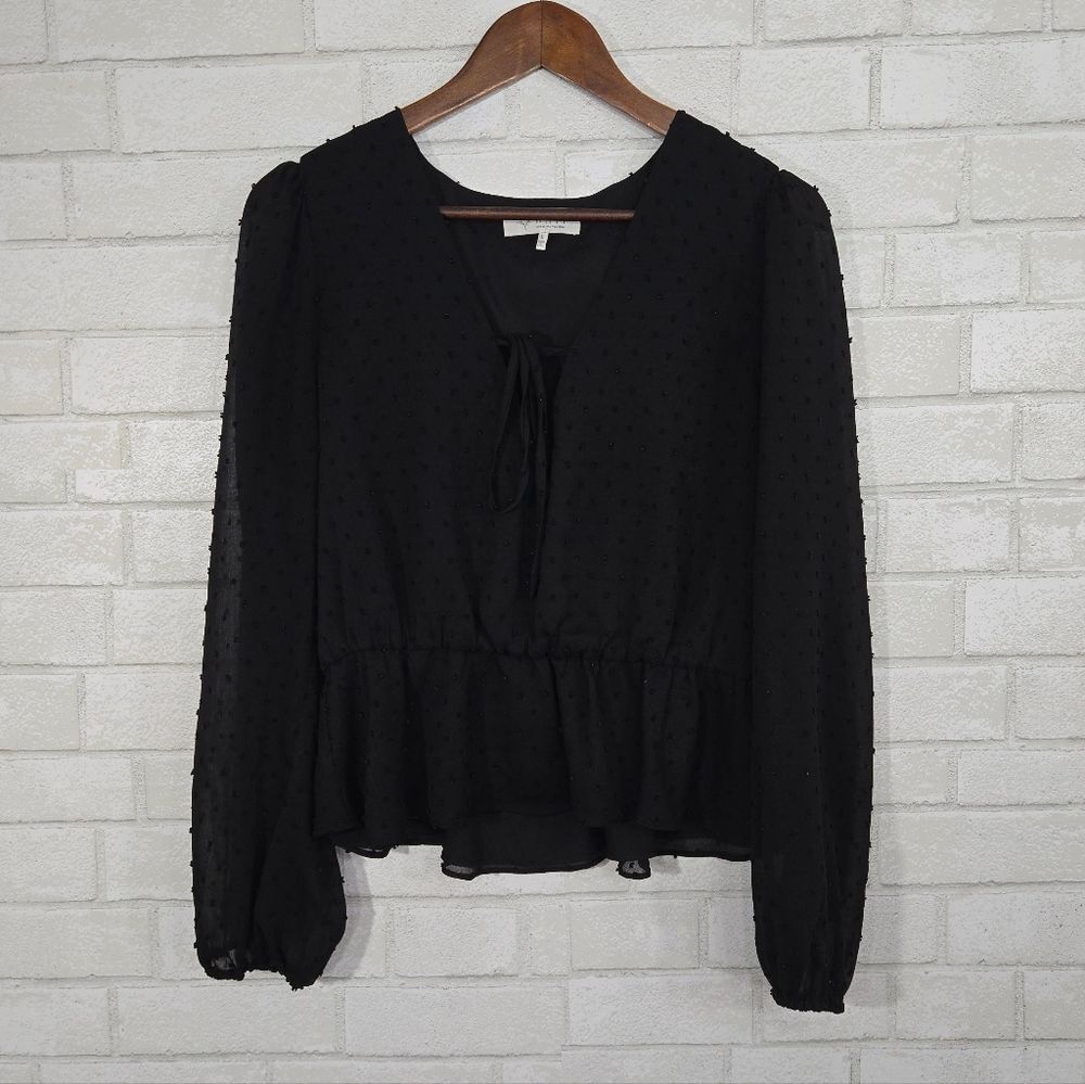 Wayf black long sleeve blouse